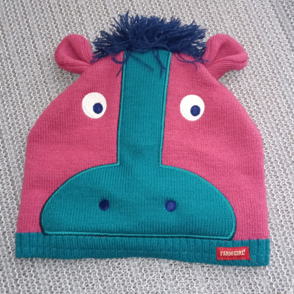Farm Girl Winter Knit Horse Hat w/Fleece Lining